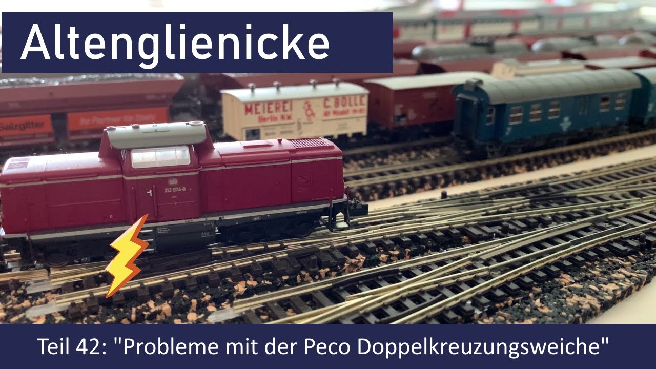 Spur N Teil 42: Bahnhofsebene: Probleme mit der Peco Doppelkreuzungsweiche