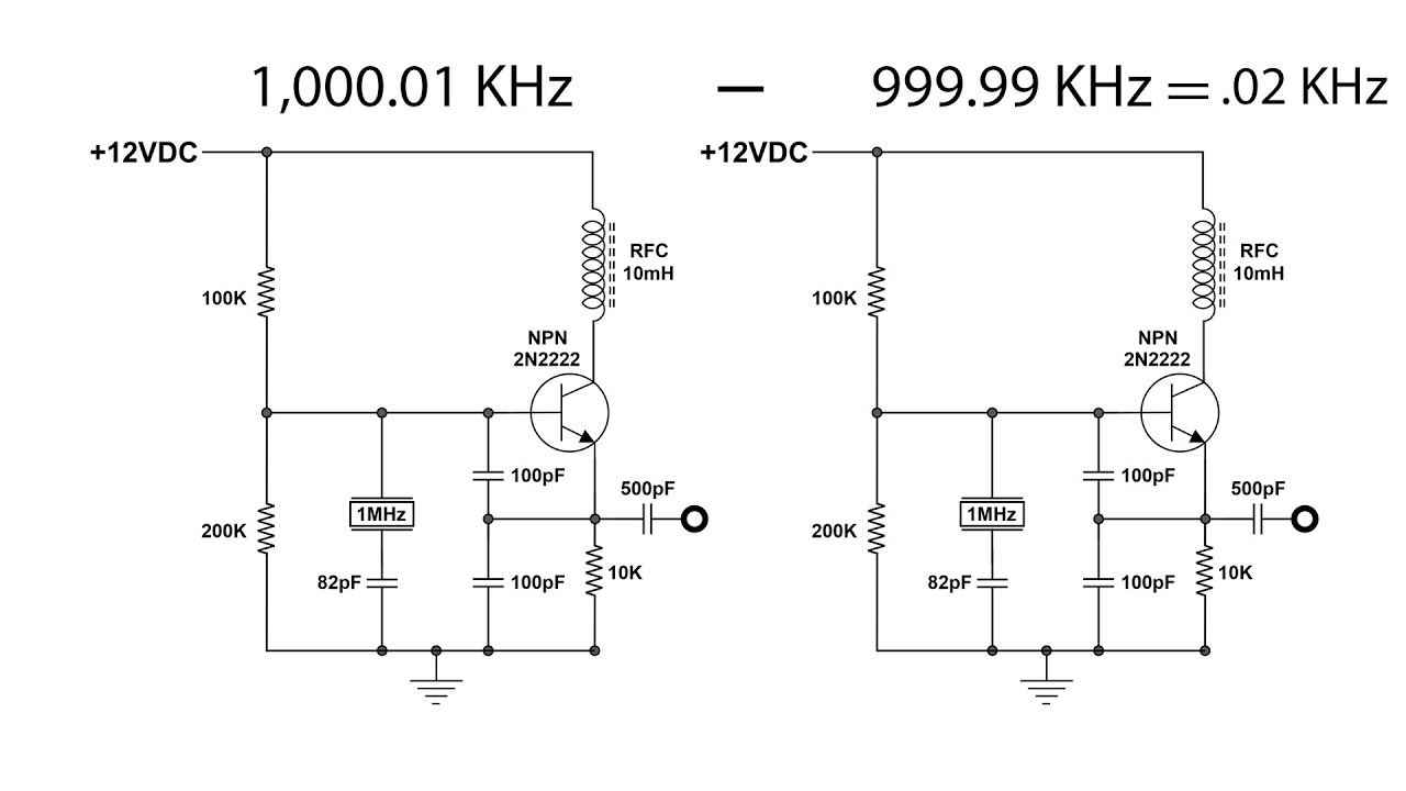 Two 1MHz Crystal Oscillator Experiment