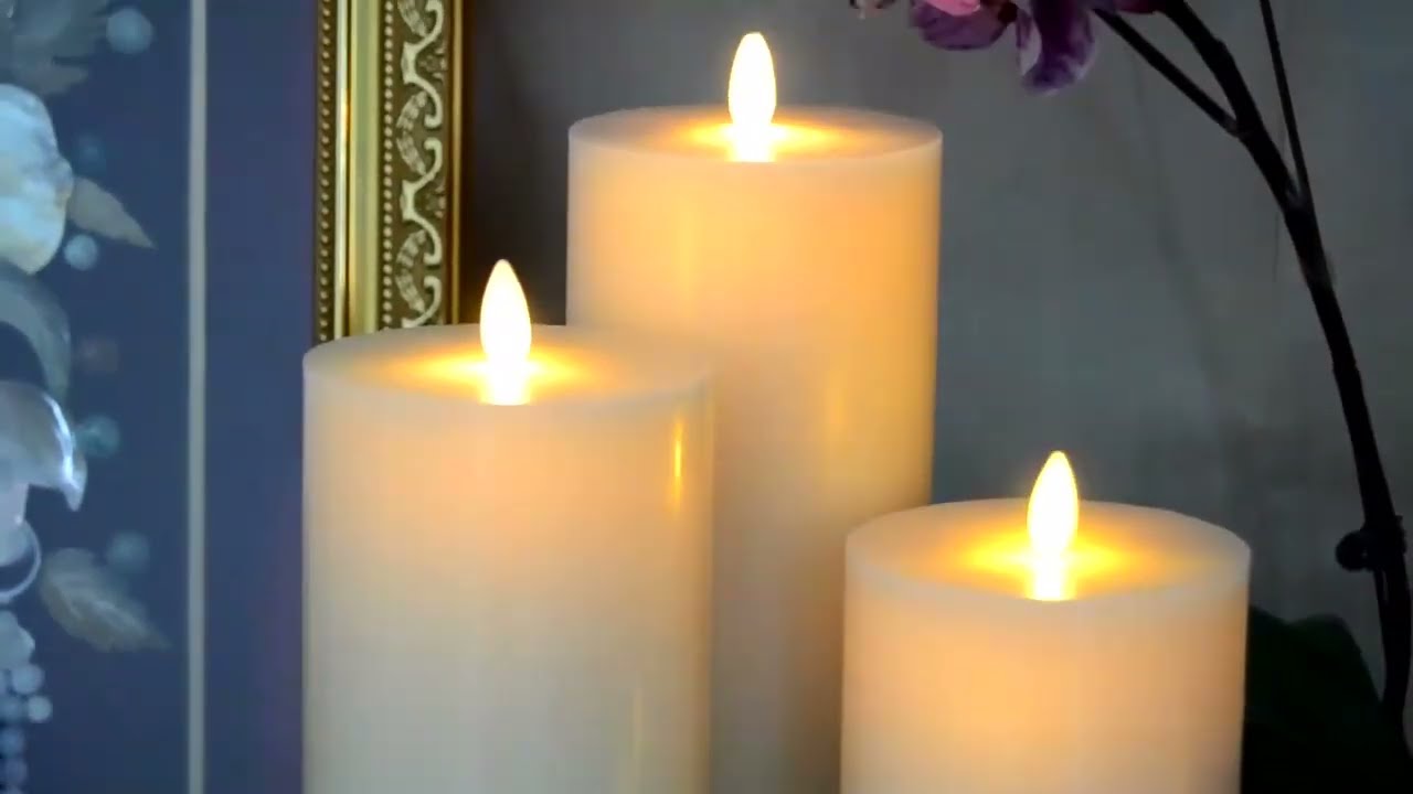 Shell Moving Wick Led Flameless Pillar Candles