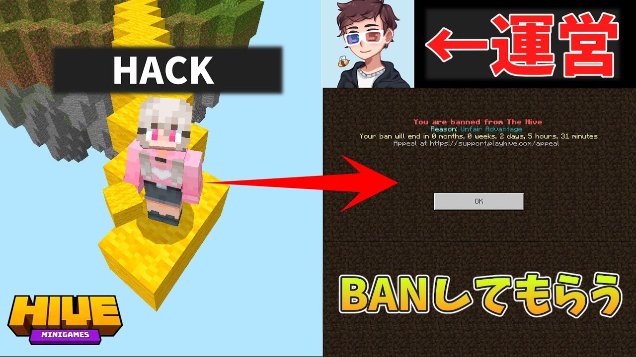 HIVEの運営様にゴスhackをBANして貰った結果！？　【The Hive】【SkyWars】【ゆっくり実況】