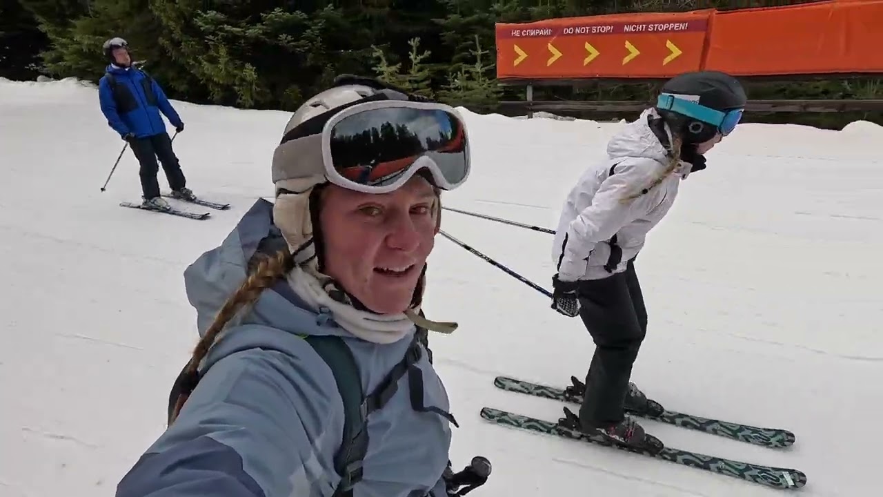 Erin on the blue runs, and hitting my top speed of 52km/h