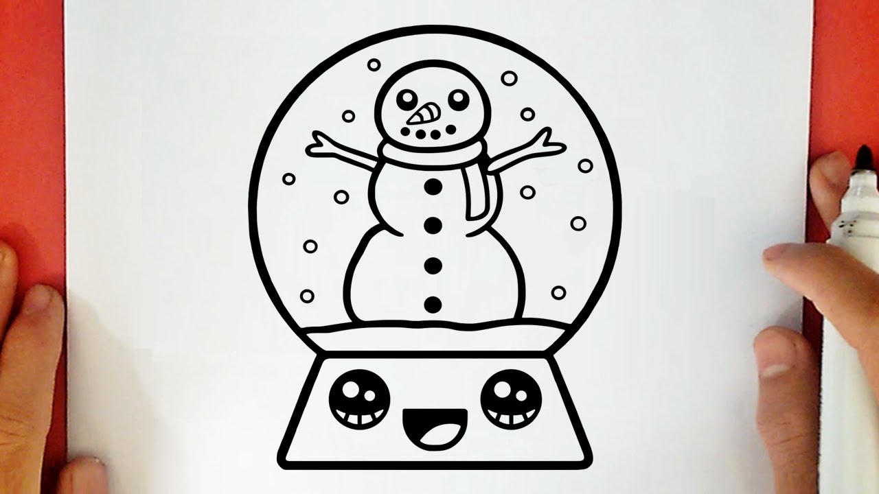 COME DISEGNARE UNA PALLA DI NEVE DI NATALE KAWAII