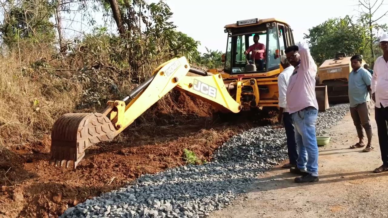 JCB Machine Road Work | Cutting, Leveling & Gravel Spreading #viral #excavator 