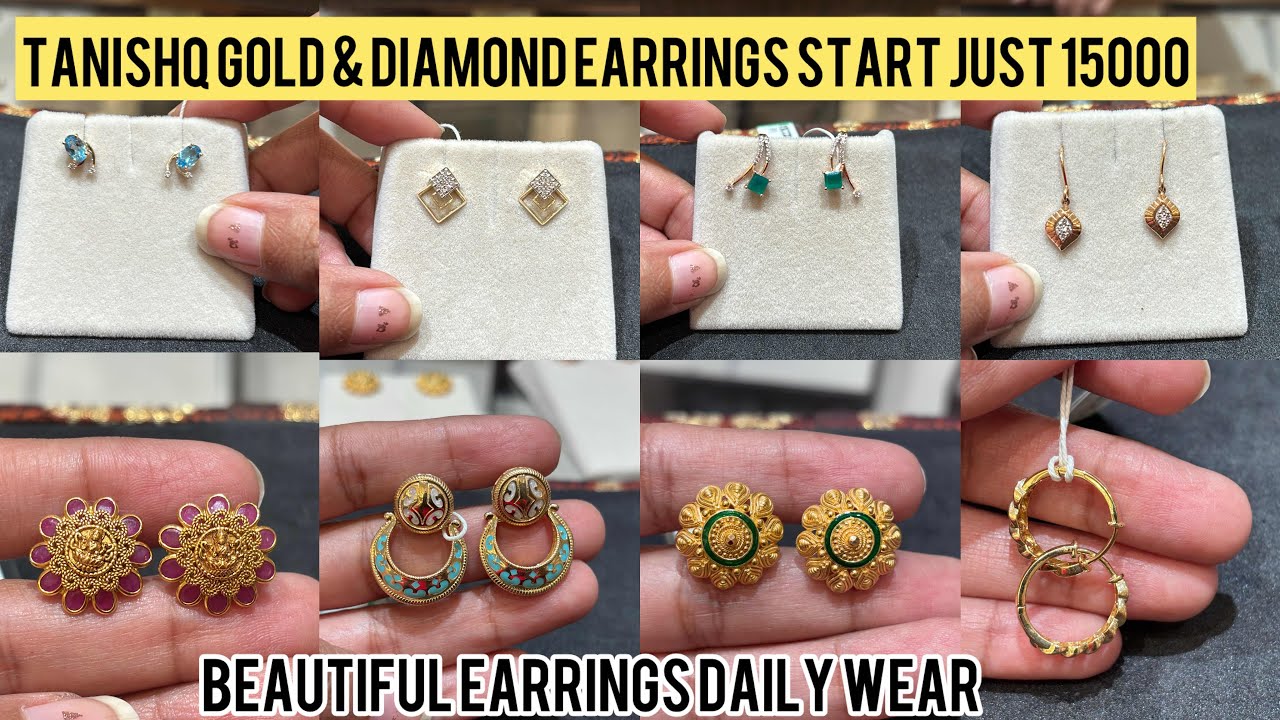 Tanishq Gold & Diamond Daily Wear Earrings 😍 | Starting Just ₹15000 | Latest Designs