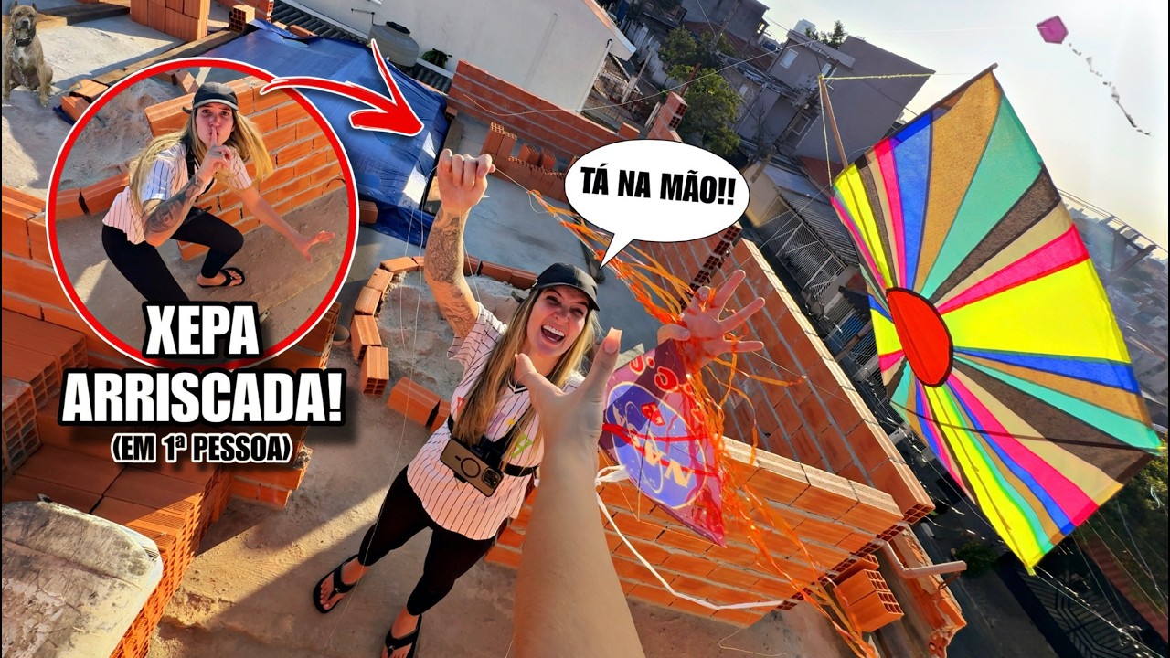 Escalei a Laje do Vizinho e Resgatei o Pipão Avoado Colorido com Pipa Nasa no Aparo - Rafa Xepeira!