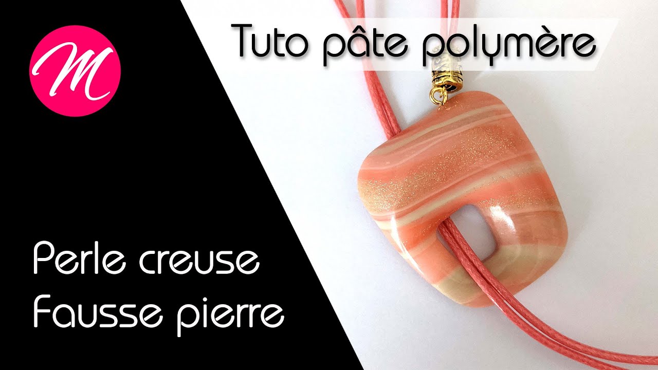 Turtoriel pâte polymère : Pendentif perle creuse imitation pierre naturelle