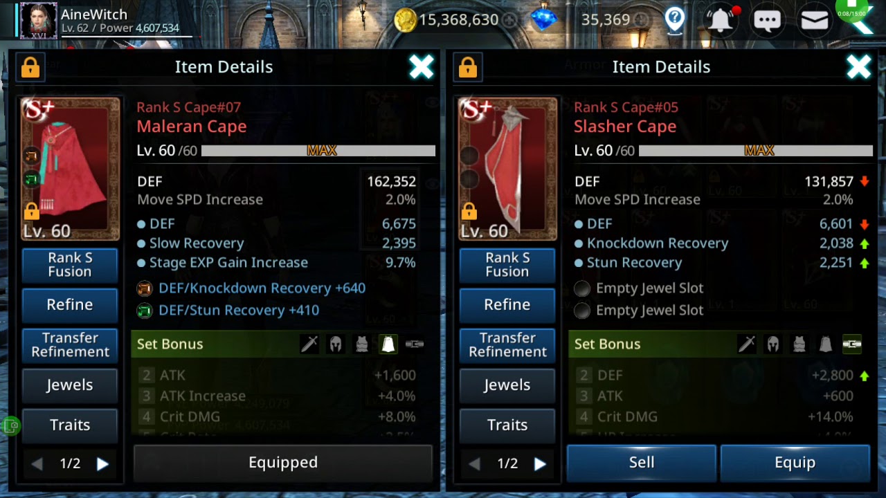 Rank S Fusion Armor Gear: S+ fuse S+ Cape = S++ Witch Darkness Rises Game