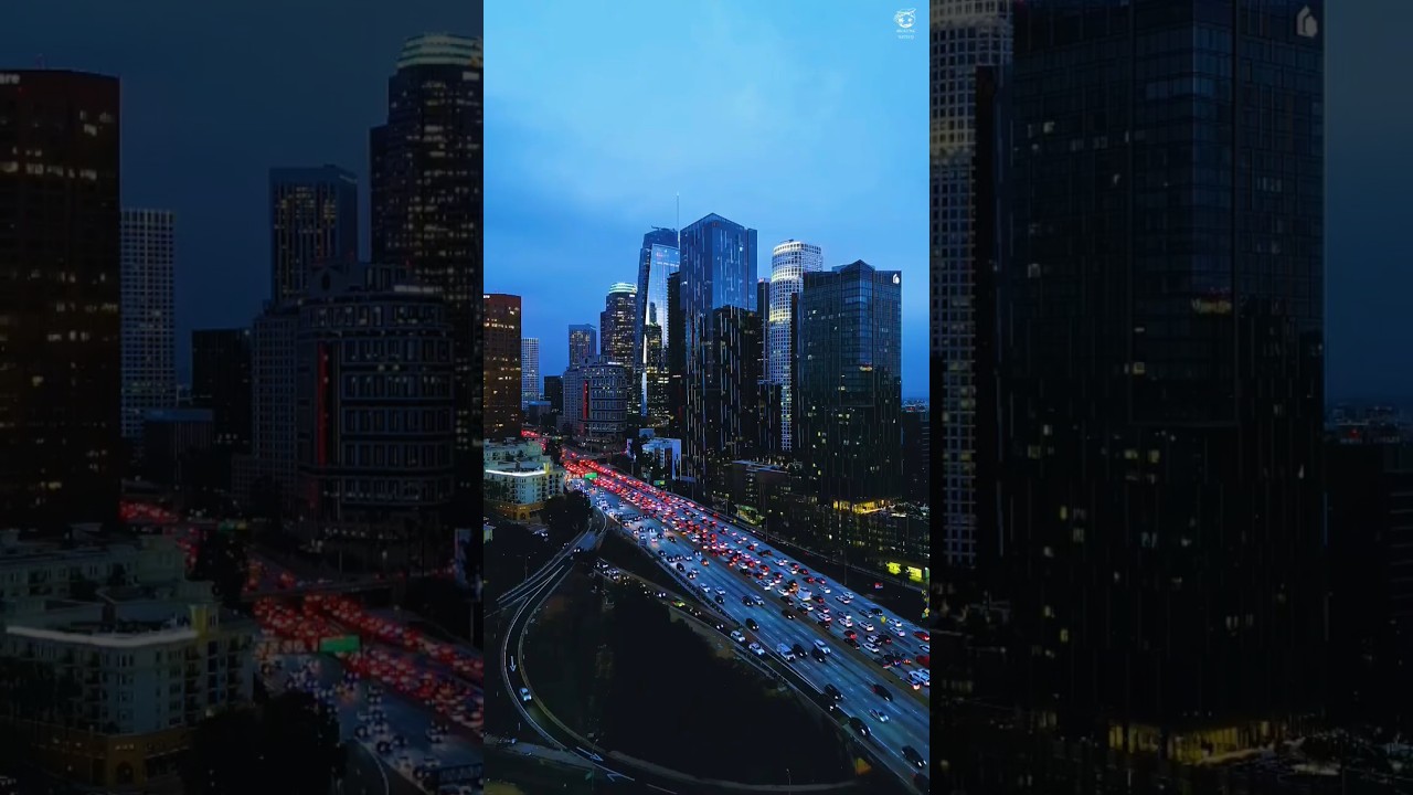 Los Angeles City Lights at Night 🌃 |Night Drone view 2025. #shorts #amazingworld