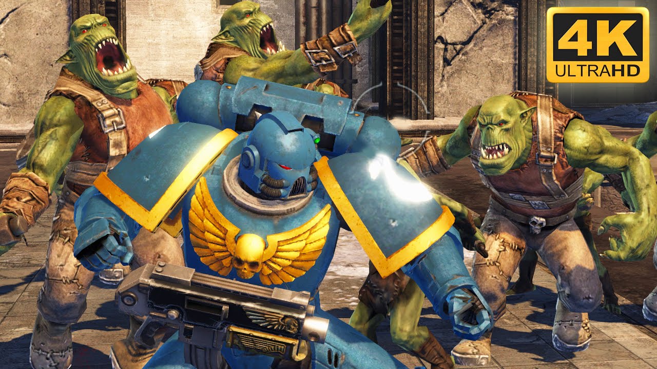 Ultramarines TACTICAL MARINE vs ORKS - Exterminatus, Warhammer 40k Space Marine (4K, Mod)