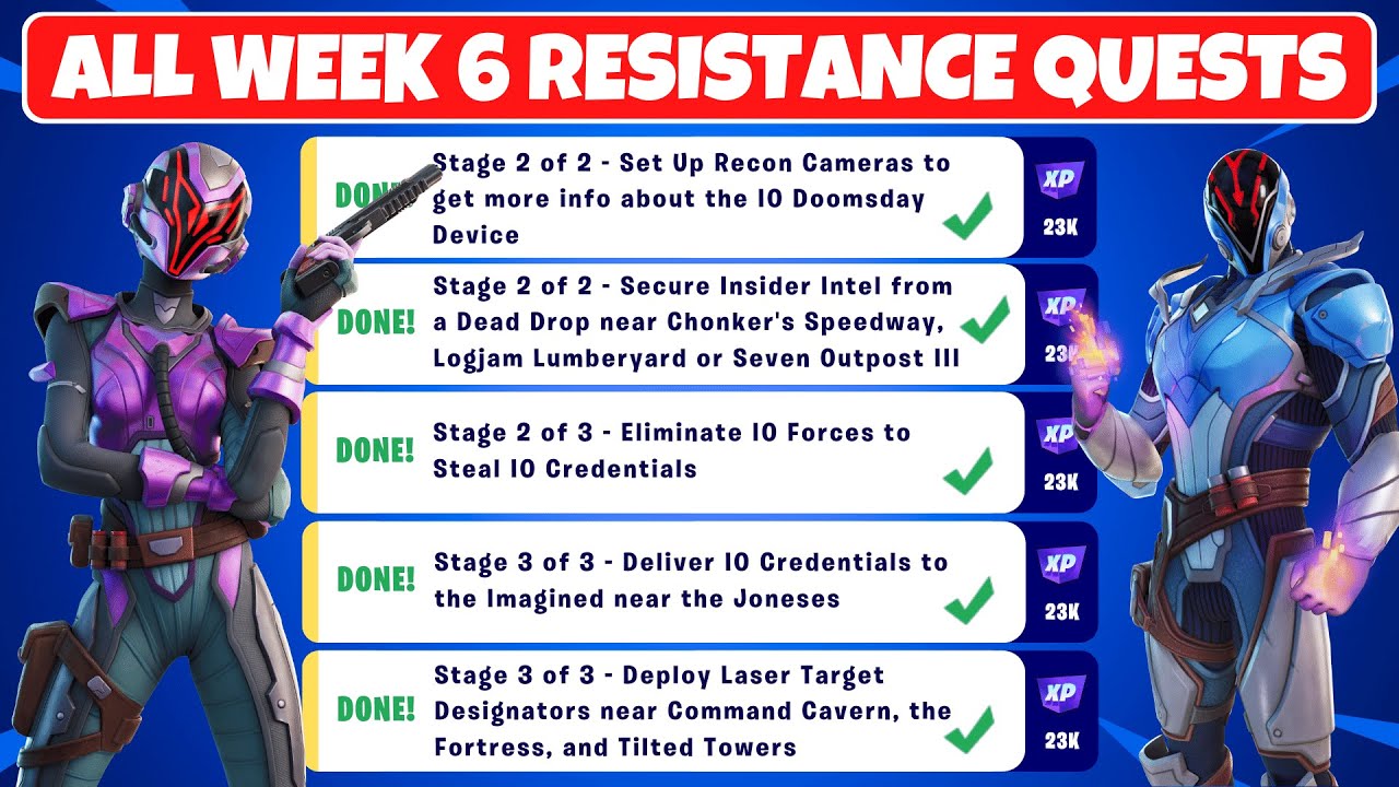 Complete Resistance: Week 6 Quests Challenges Guide - Fortnite Chapter 3 Season 2