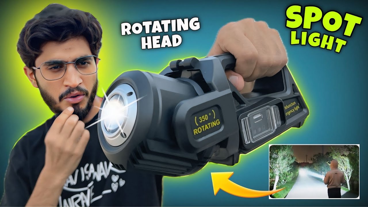 Multifunctional Solar Spotlight With Rotatable Head || Best Powerful Flashlight In India