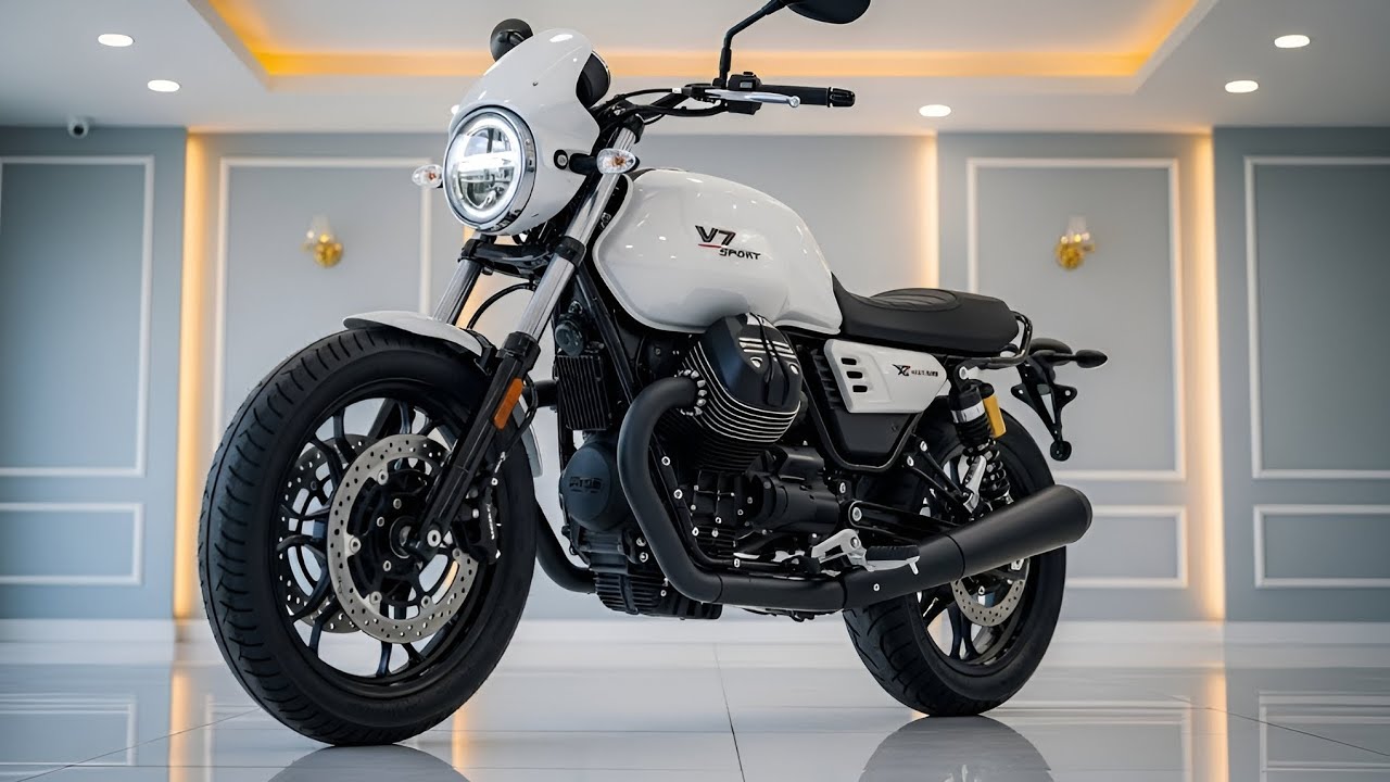 Unveiling the 2026 Moto Guzzi V7 Sport – Italian Retro Beast in White.
