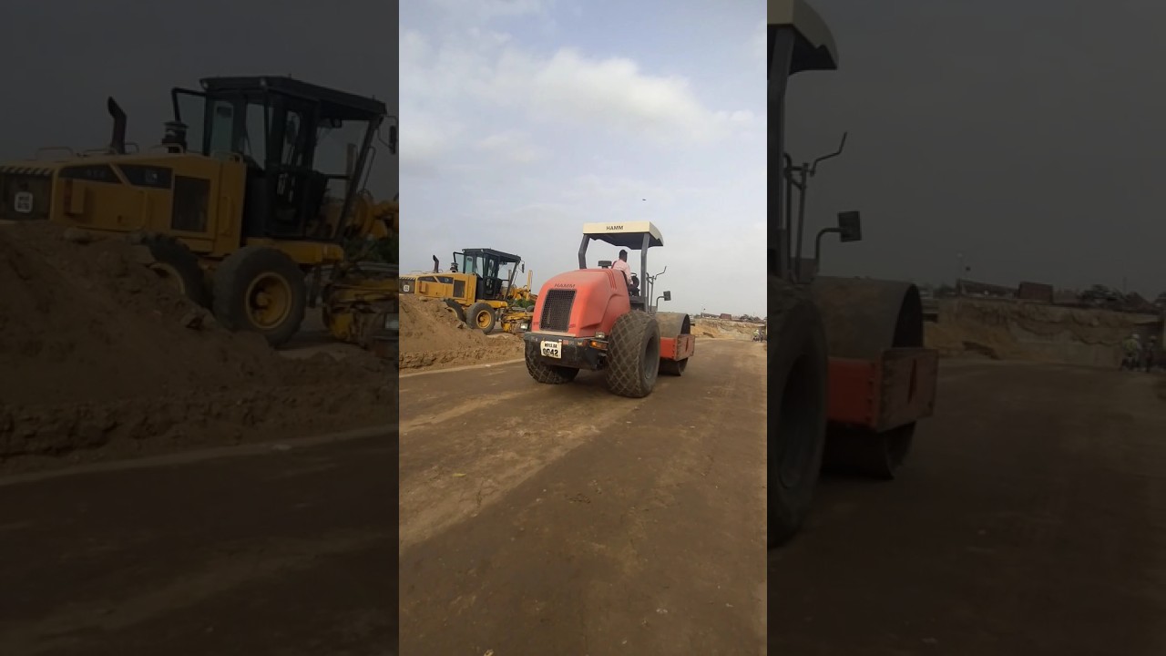 roller use for soil compaction #bridge #construction