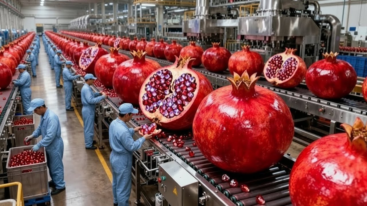 How Giant Pomegranates Are Turned Into Juice | Factory Tour