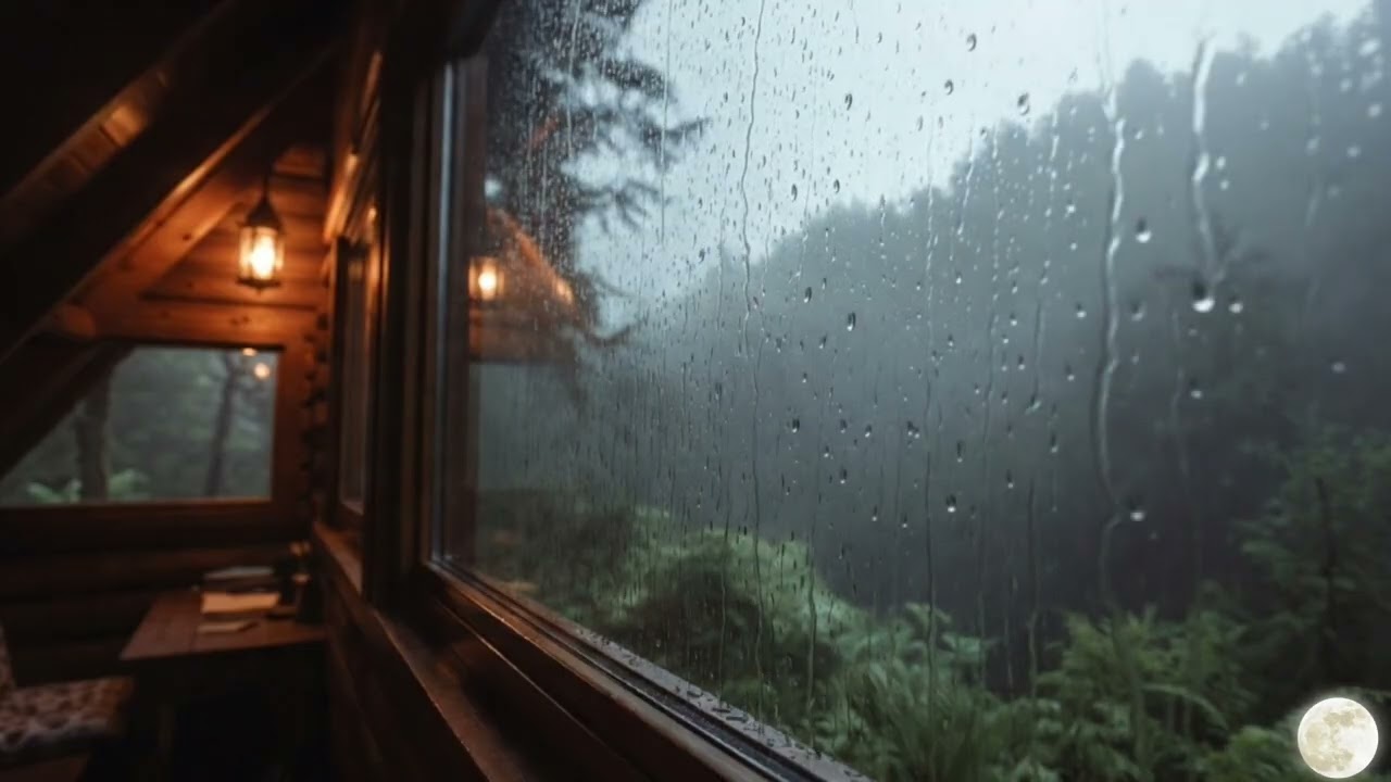 Rainy Window Series #1 🌧️ Cozy Cabin Window Rain | Relaxing Forest Rain Ambience (2 Hours)