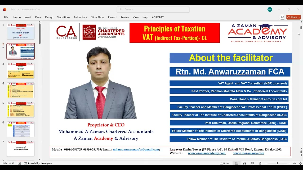 Taxation: VAT Class_1 by   Anwaruzzaman FCA 2025-26