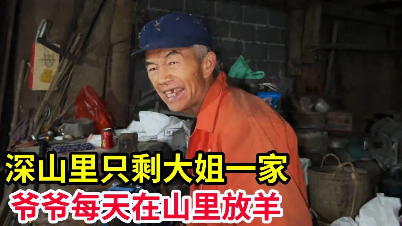深山里只剩大姐一家，爷爷每天天黑还在山里放羊，这样的日子也是别有一番风味！【山农乐哥】