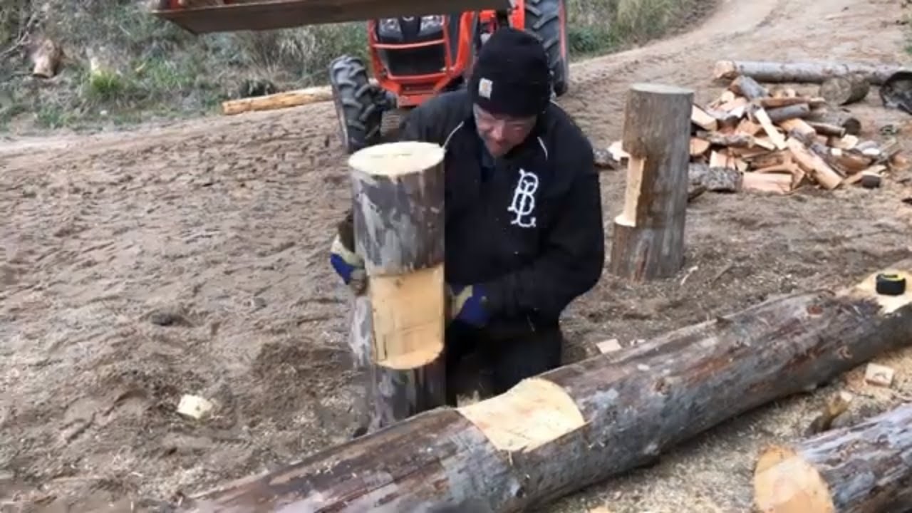 make a shoulder beam - round wood timber framing - adult lincoln logs