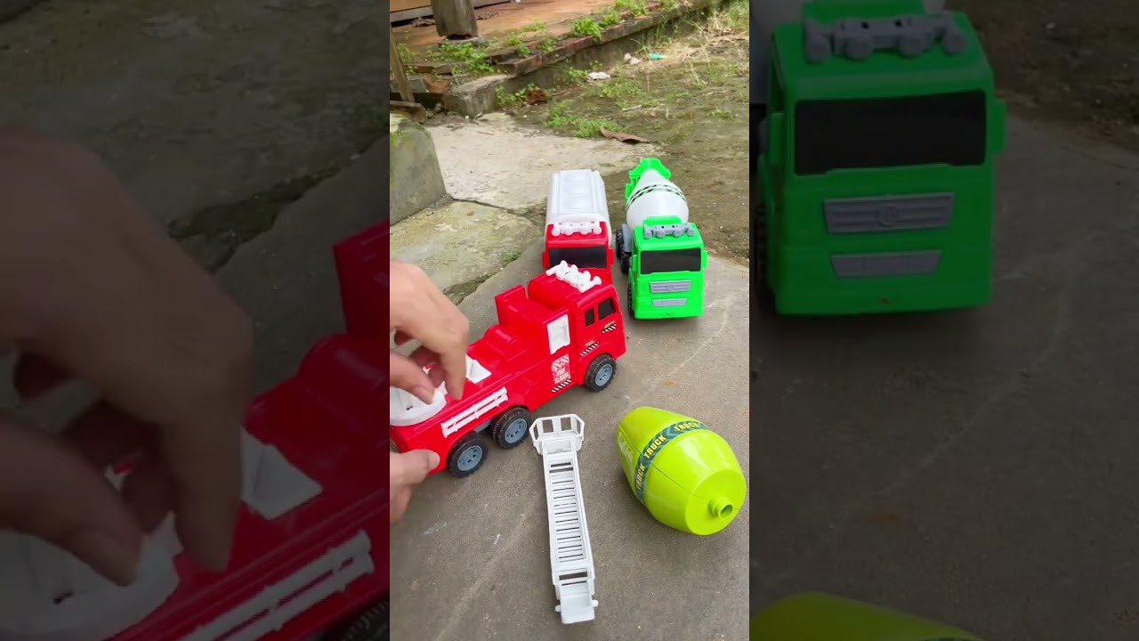 Xe &ocirc; t&ocirc; c&ocirc;ng tr&igrave;nh, lắp r&aacute;p xe trộn b&ecirc; t&ocirc;ng, xe bồn | Toy cars, mixer trucks #shorts