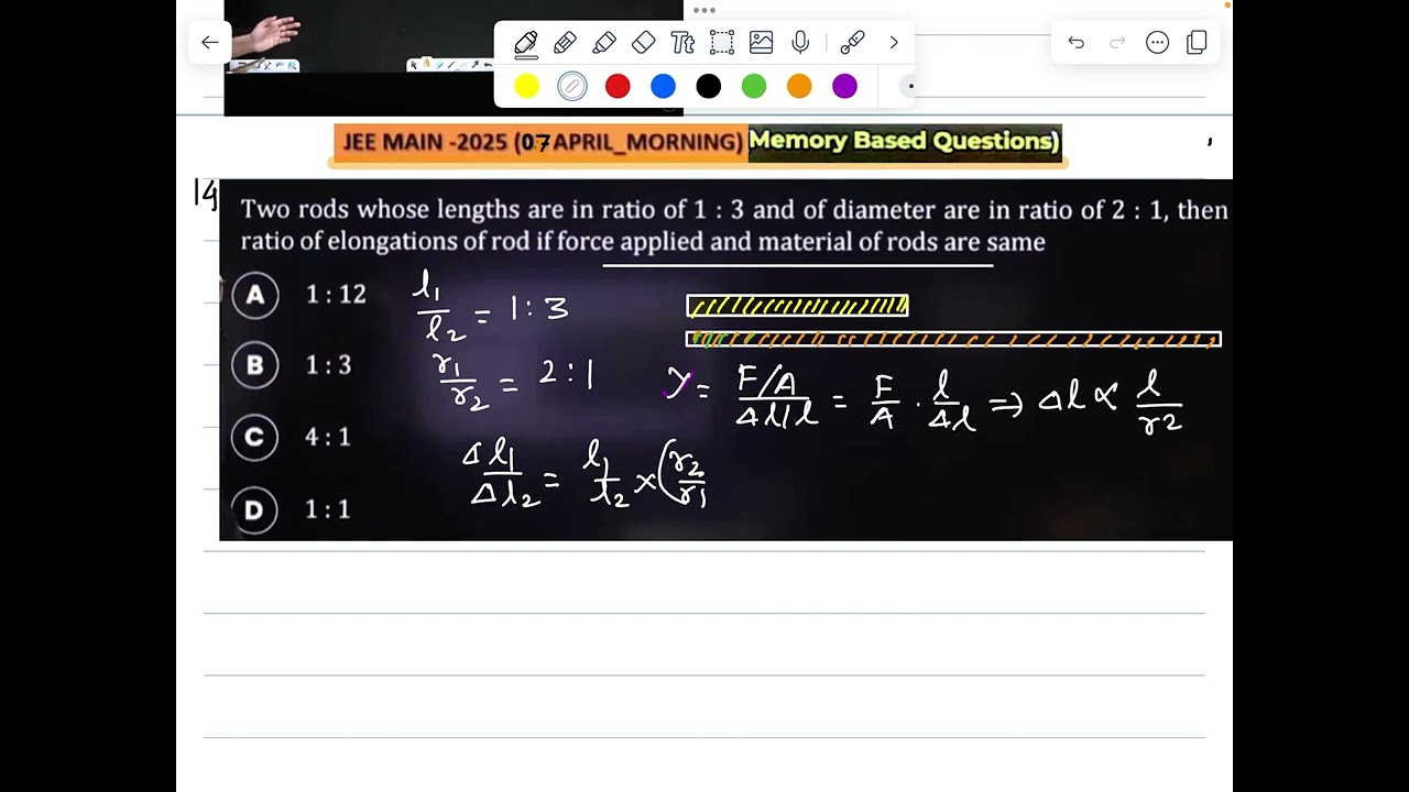JEE Main (7 April 2025) shift 1 Q14( memory based)