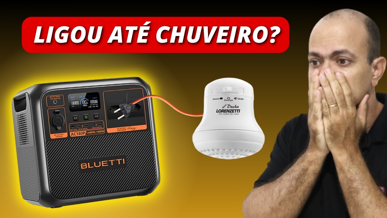 ⚡Liguei o CHUVEIRO ELÉTRICO na Bluetti AC180P no modo Power Lifting | Estação de energia