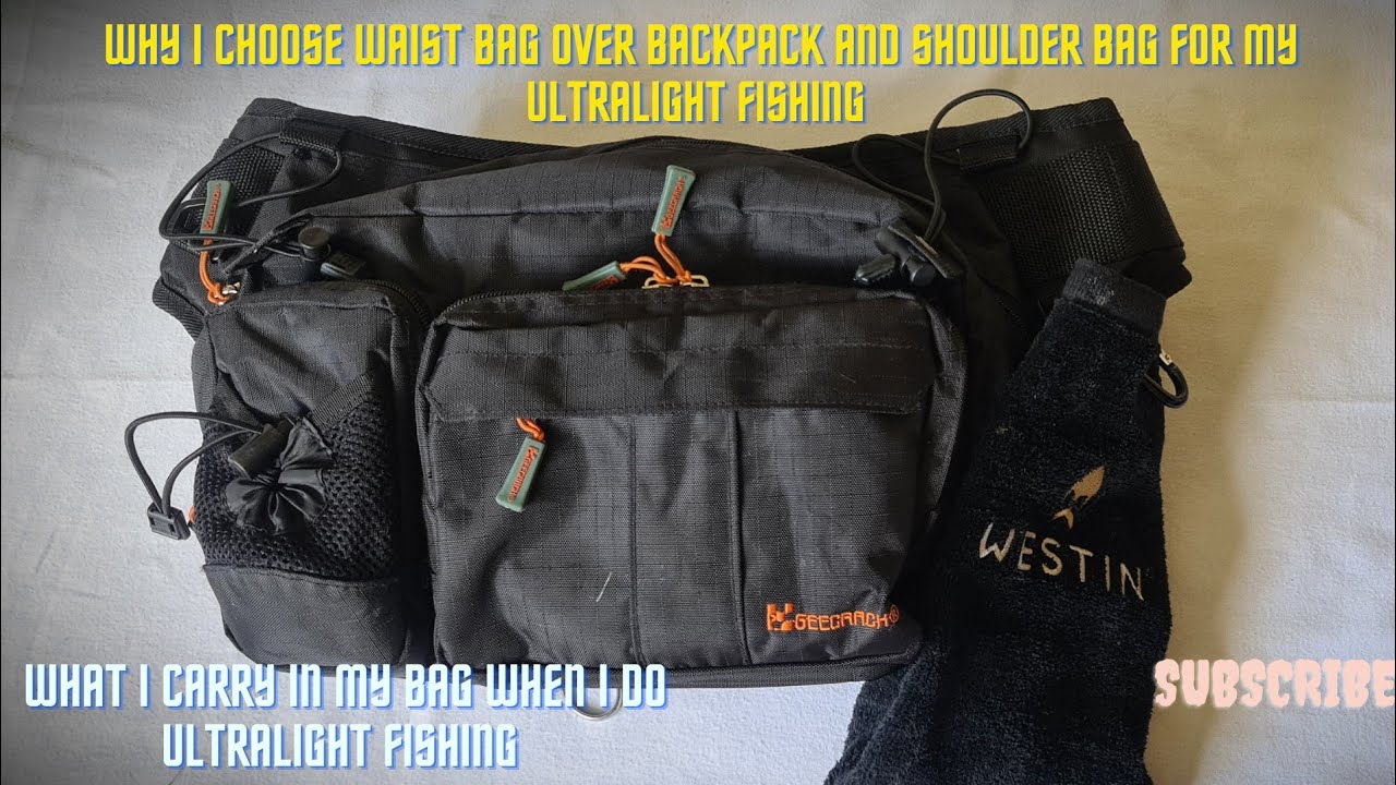 My waist bag and what I carry in it when I do light / ultralight fishing for chub, perch, zander .