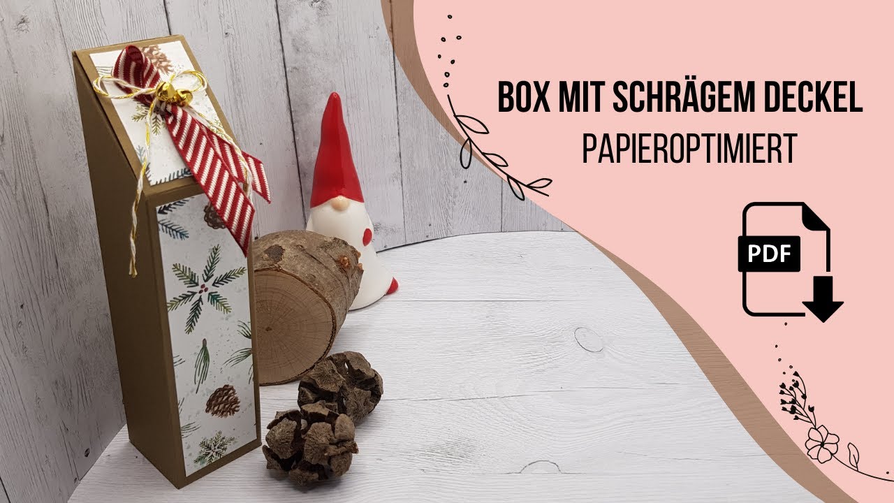 Box mit diagonalem Deckel - Papieroptimiert - Massenproduktion - Stampin'Up -Elegante Tannen&Flocken