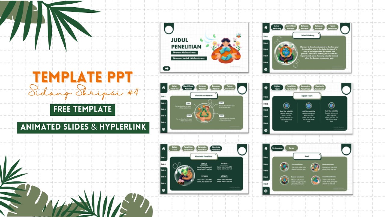 Template PPT Sidang Skripsi #4 | Free Template | Animated Slides + Hyperlink