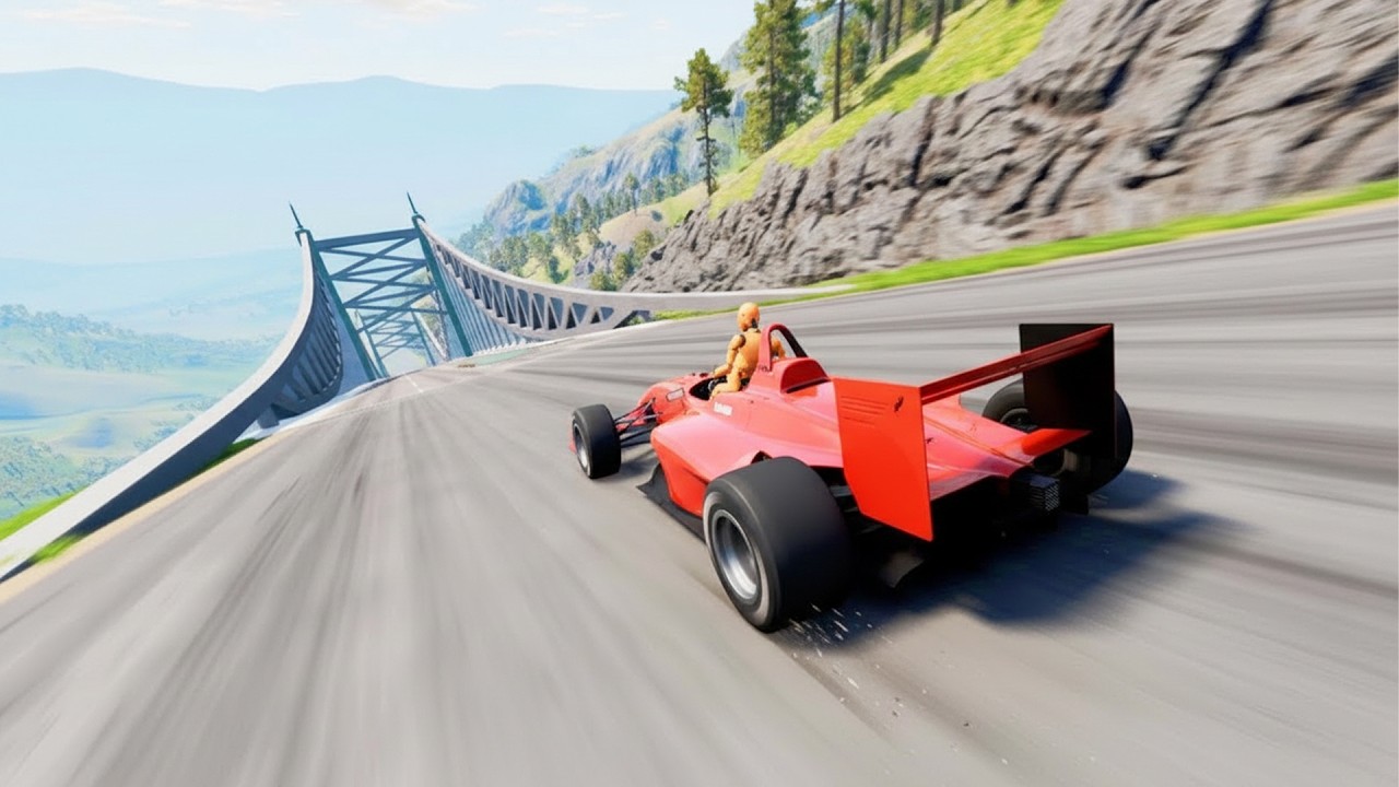 Full Throttle INSANE Long Downhill lane | BeamNG.drive Realistic Crashes & Speed Test #39