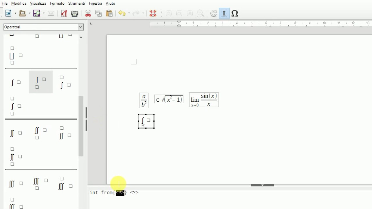 Scrivere formule matematiche con Writer