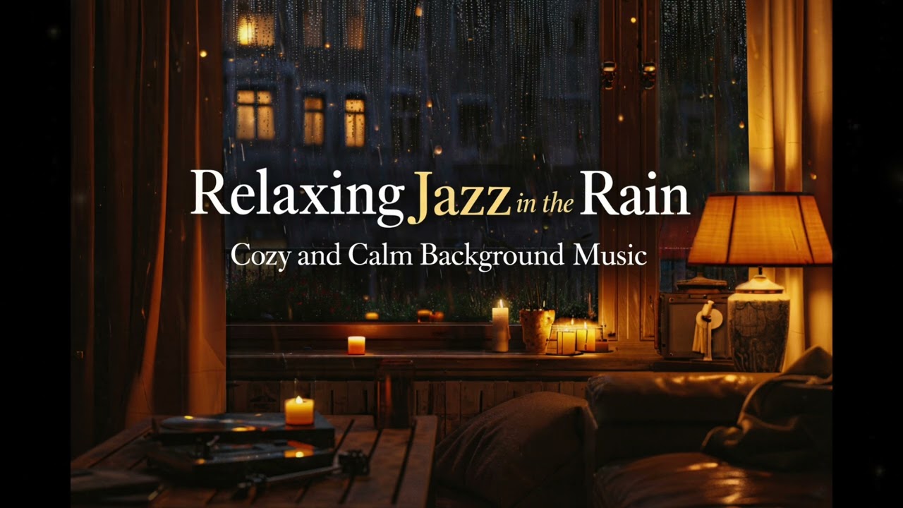 Relaxing Jazz in the Rain ☔ Cozy Living Room Night Jazz for Stress Relief & Calm