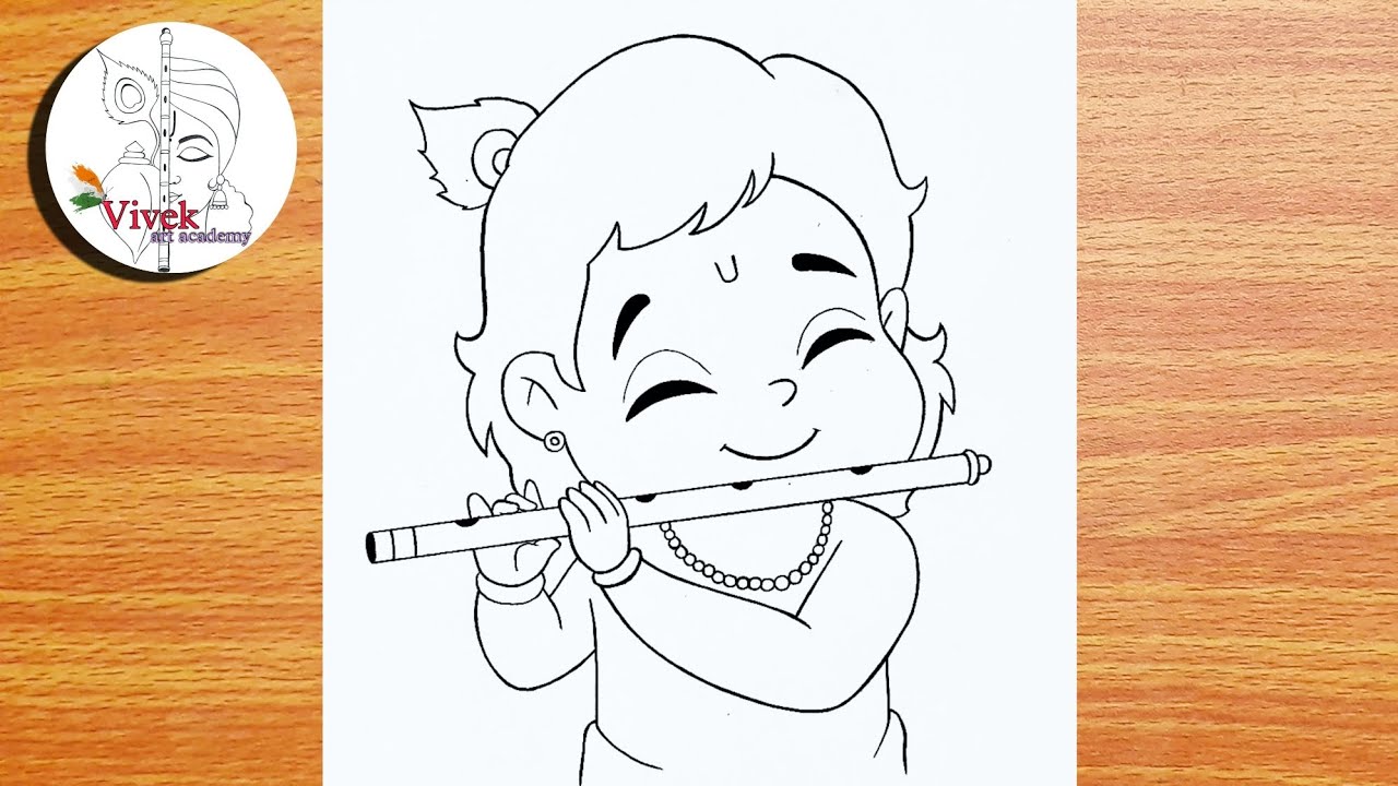 Простой и красивый рисунок Кришны | Легкое рисование | Как нарисовать Кришну Бхагвана
