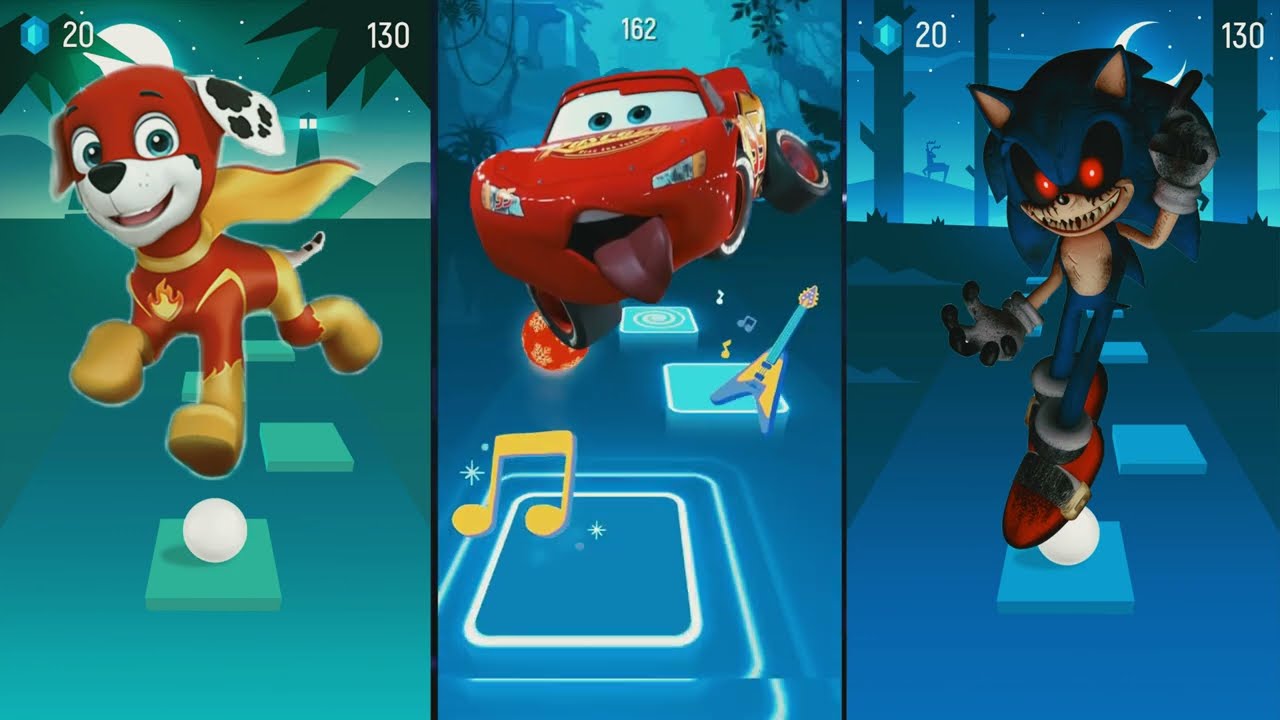 Marsha And The Bear vs Lightning Mcqueen vs Paw Patrow | Tiles Hope EDM  Rush