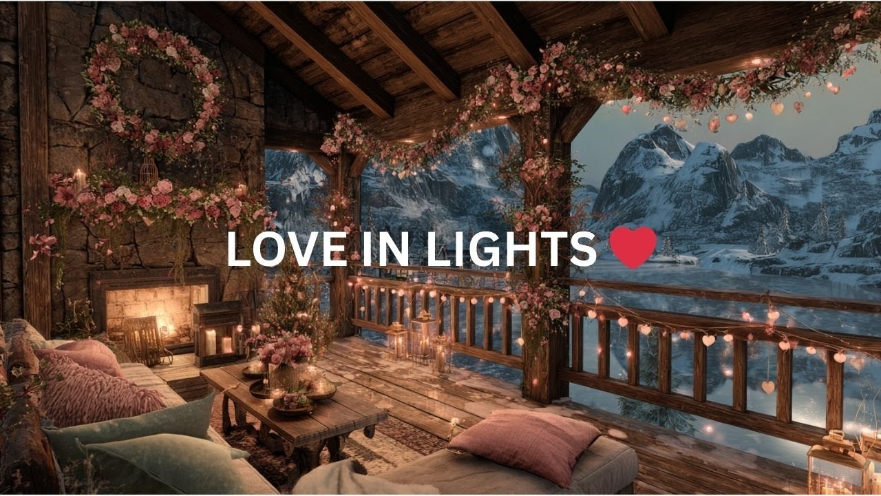 Love Under the Lights ❤️ Valentine’s Winter Fireplace Calm