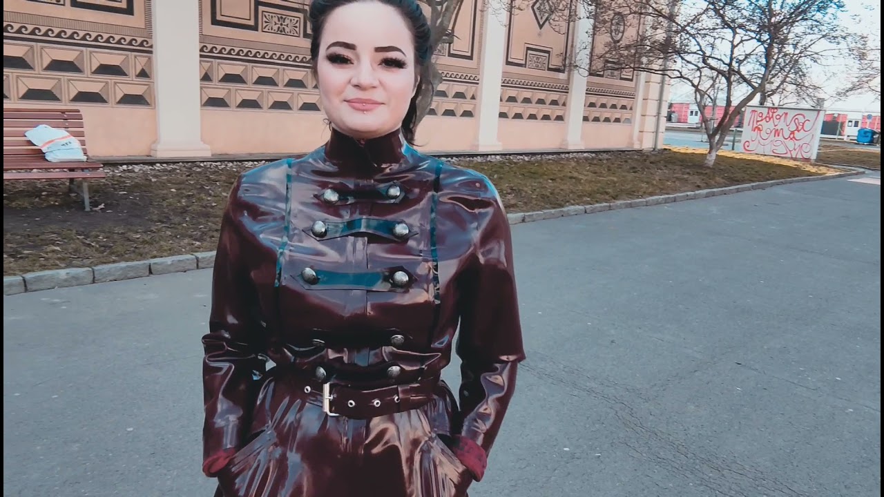 Women's latex coat with fabric lining inside