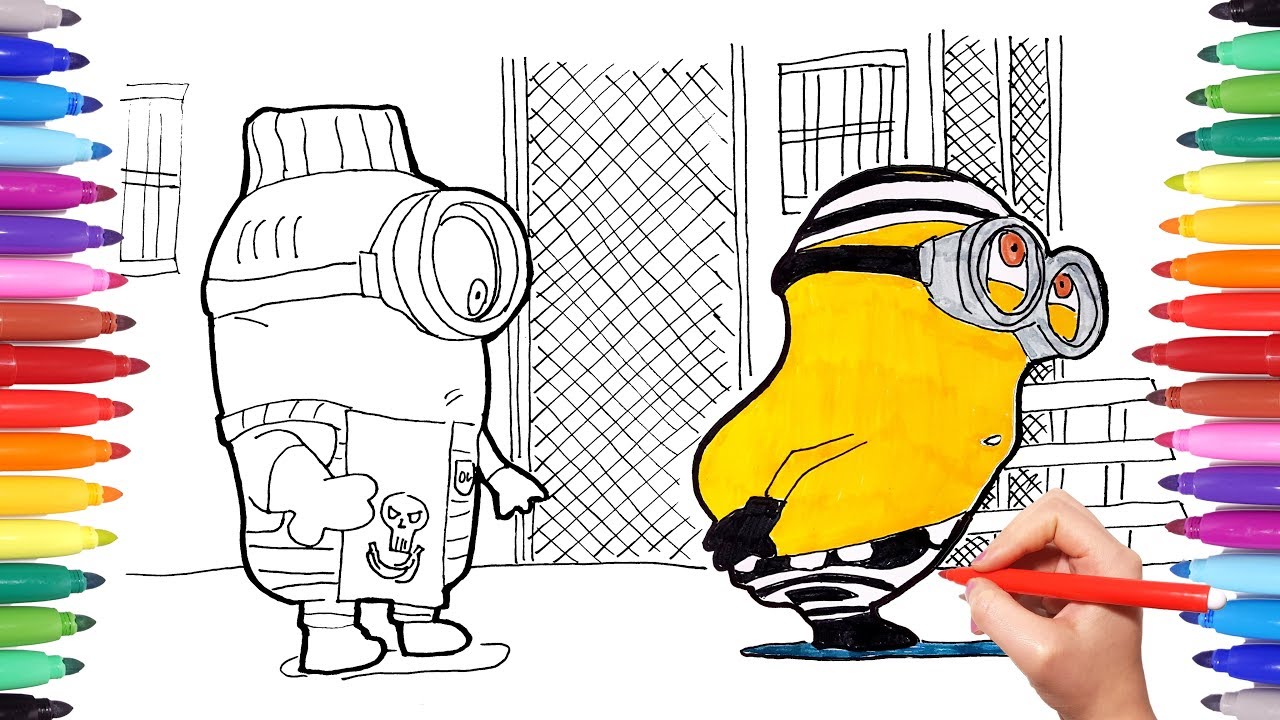 DESPICABLE ME 3 Coloring Pages for Kids | Minions Get a Tattoo Memorable Despicable Me Scenes