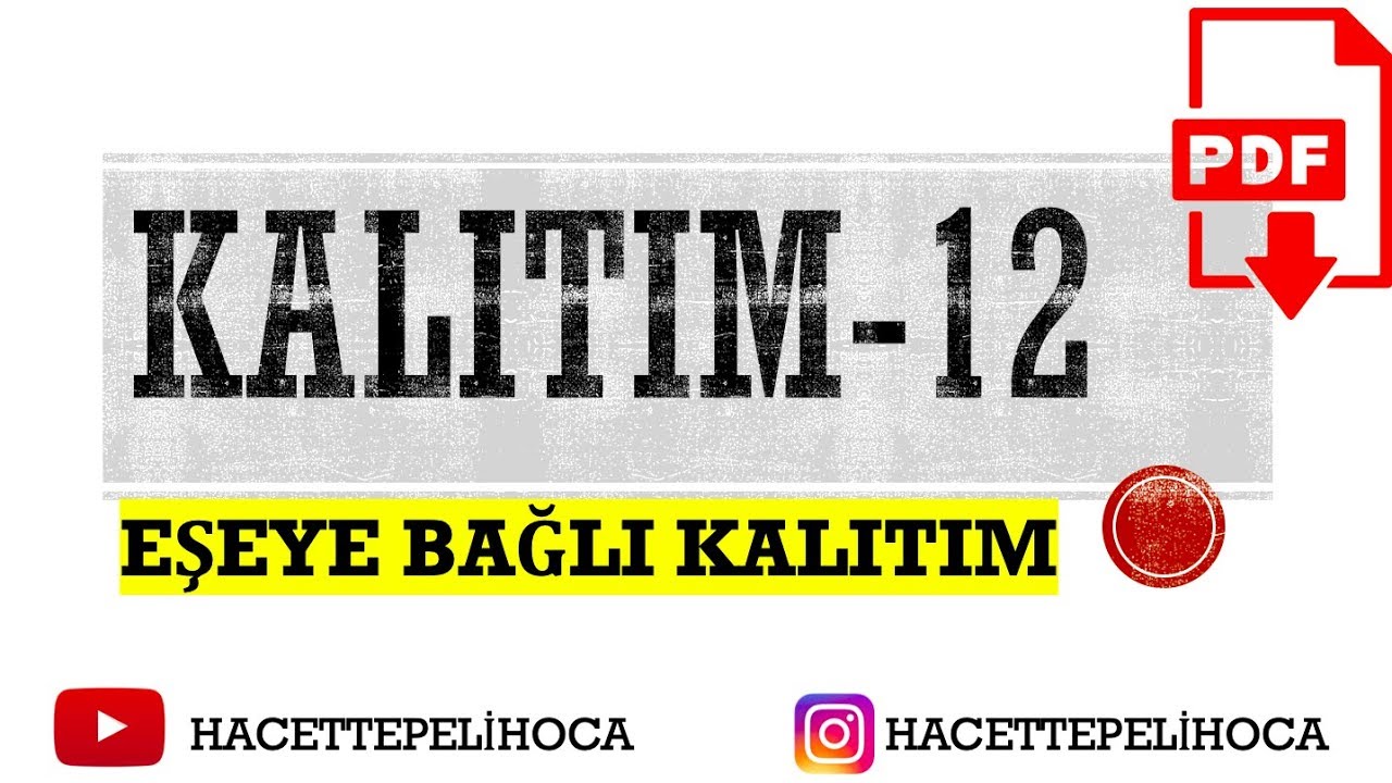 107 | KALITIM 12 | EŞEYE BAĞLI KALITIM | 10. SINIF | TYT | #hacettepelihoca