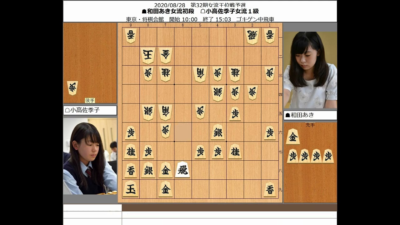 【将棋】和田あき女流初段 小髙佐季子女流1級 20200828【棋譜】