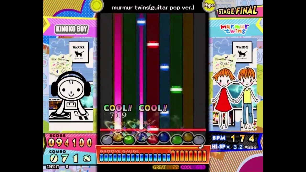 pop'n music 10 - [カドルコア] murmur twins (guitar pop ver.) (HYPER) PERFECT S