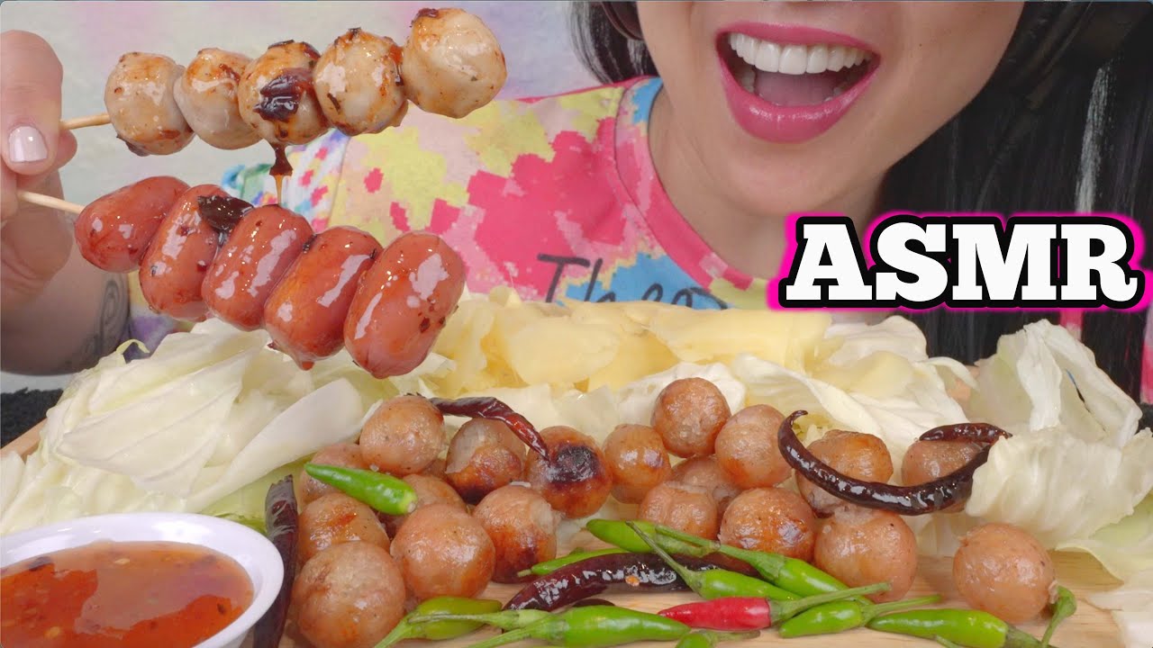 ASMR THAI STREET FOOD *Isaan SAUSAGE (EATING SOUNDS) NO TALKING | SAS-ASMR