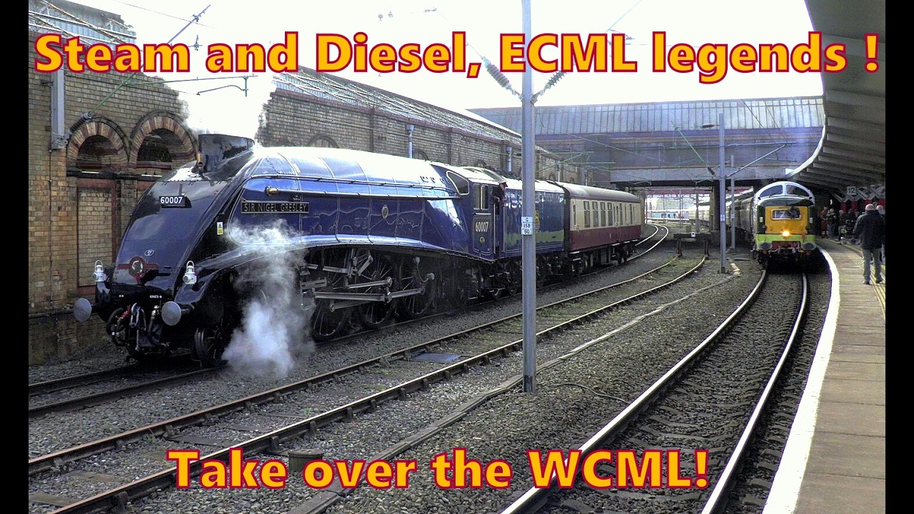 ICONIC ECML locos on the WCML!! 60007 Sir Nigel Gresley takes over from Deltic D9000. Crewe 11/03/26