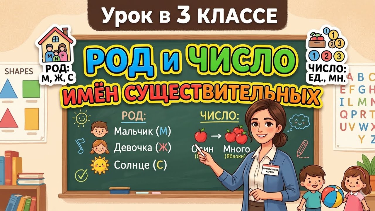 Игра на закрепление темы:»Род имён существительных»/ 3 класс/ Мамедханова Нармин