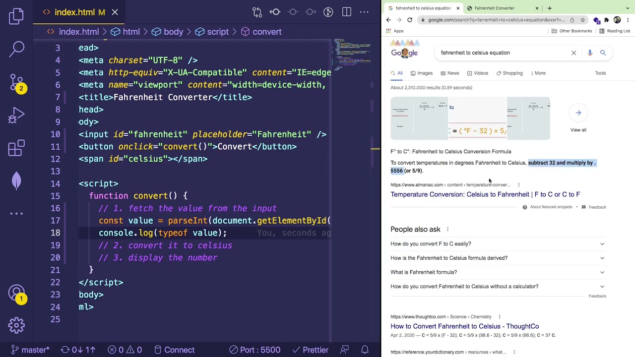 How to Code a Javascript Fahrenheit Converter - Beginner Javascript Practice