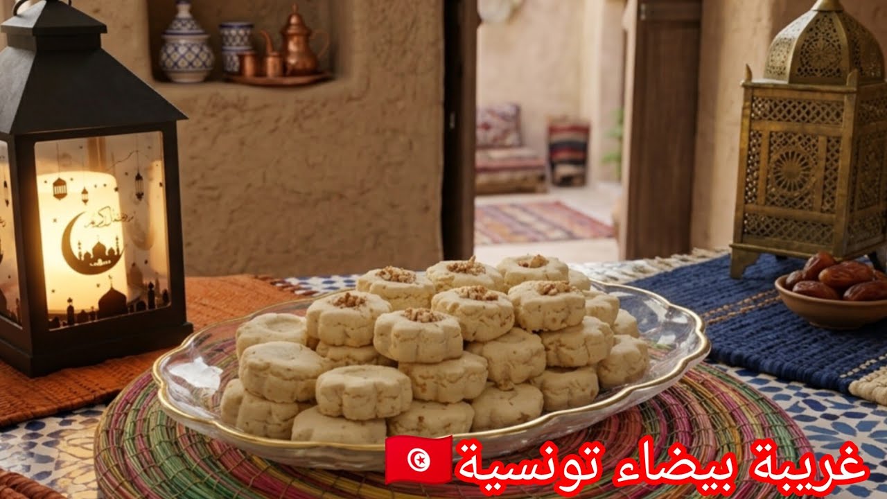 حلو عيد 2026🌙 غريبة بيضاء أو غريبة الفارينة 😇 بالجلجلان بنينة تتقرمش👌 وتذوب في الفم
