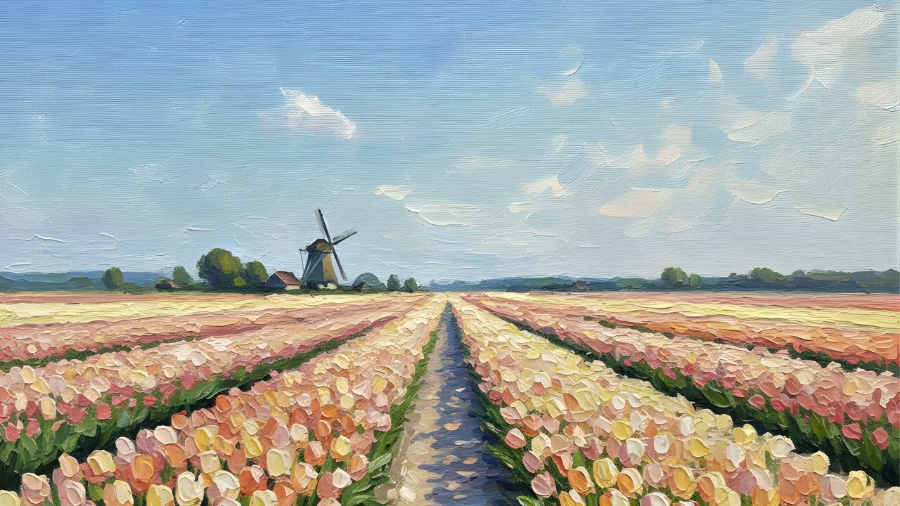 Tulips Flowers TV Art UHD 4K Silent Screensaver Spring TV Wallpaper 2 Hours Oil Painting Background