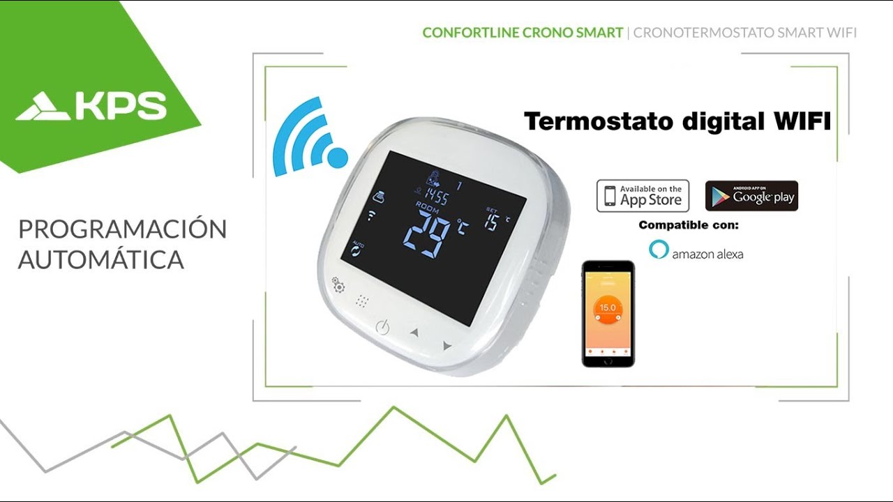 Termostato digital WIFI para control remoto de su calefacción desde APP CRONO SMART by KPS