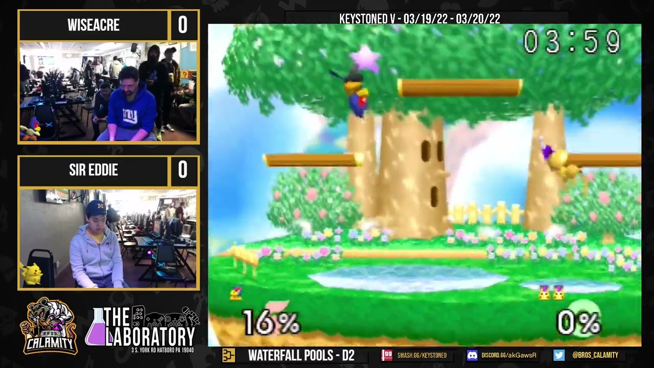 Keystoned V  Wiseacre Falco vs RETURN TO MONKE Sir Eddie Pikachu  Waterfall Pools D2   Super Smash B