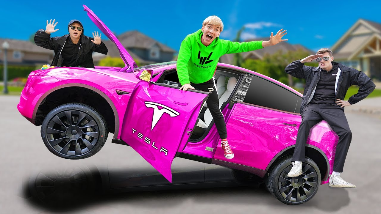 I Bought a NEW TESLA!! (My Security Guards Found Hiding Inside)