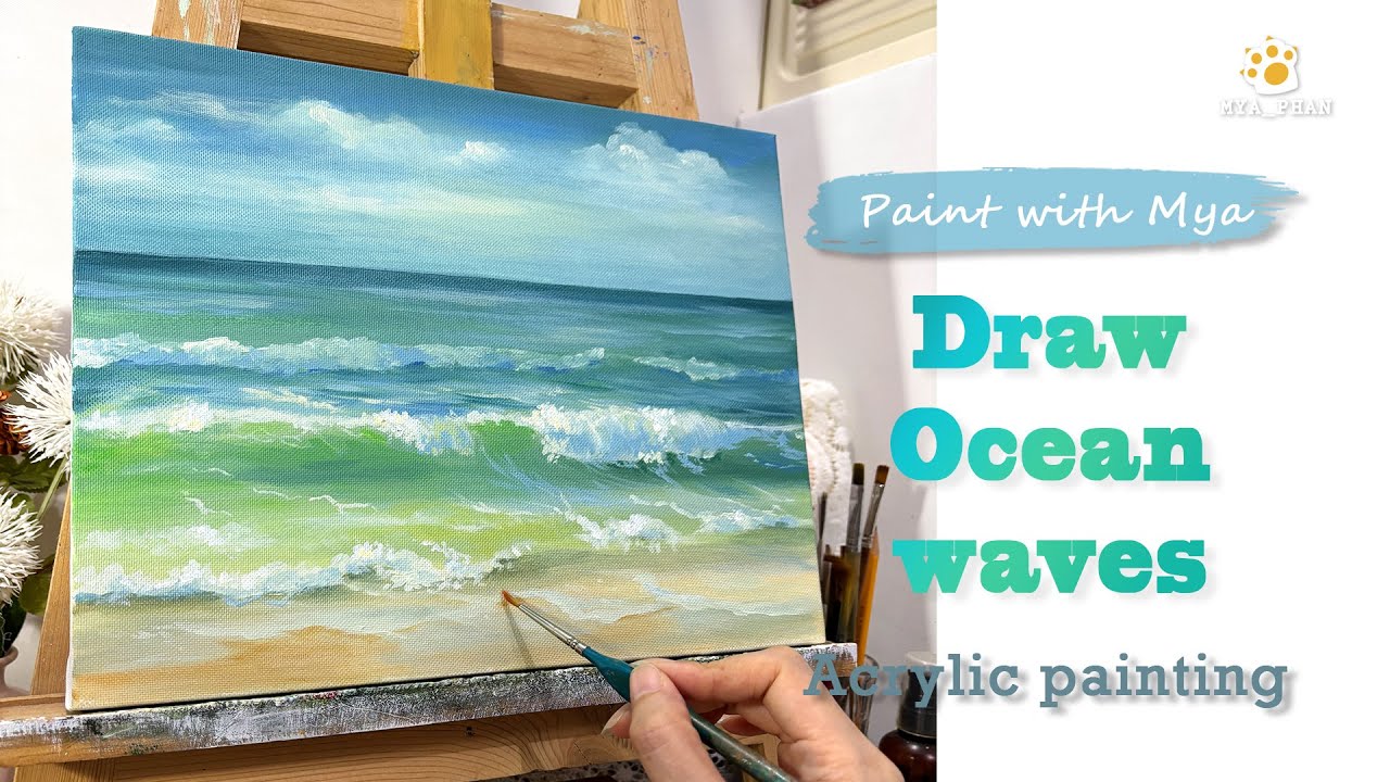 How to draw Ocean waves /Step by Step/ Acrylic Painting #077