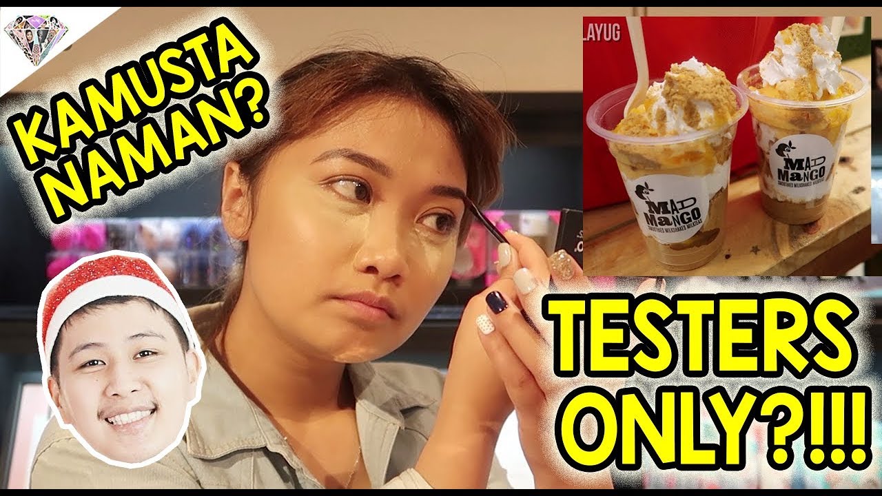 FULL FACE USING TESTERS ONLY!!! | MASARAP BA ANG MANGO FLOAT IN A CUP? NEW CAMERA!!!
